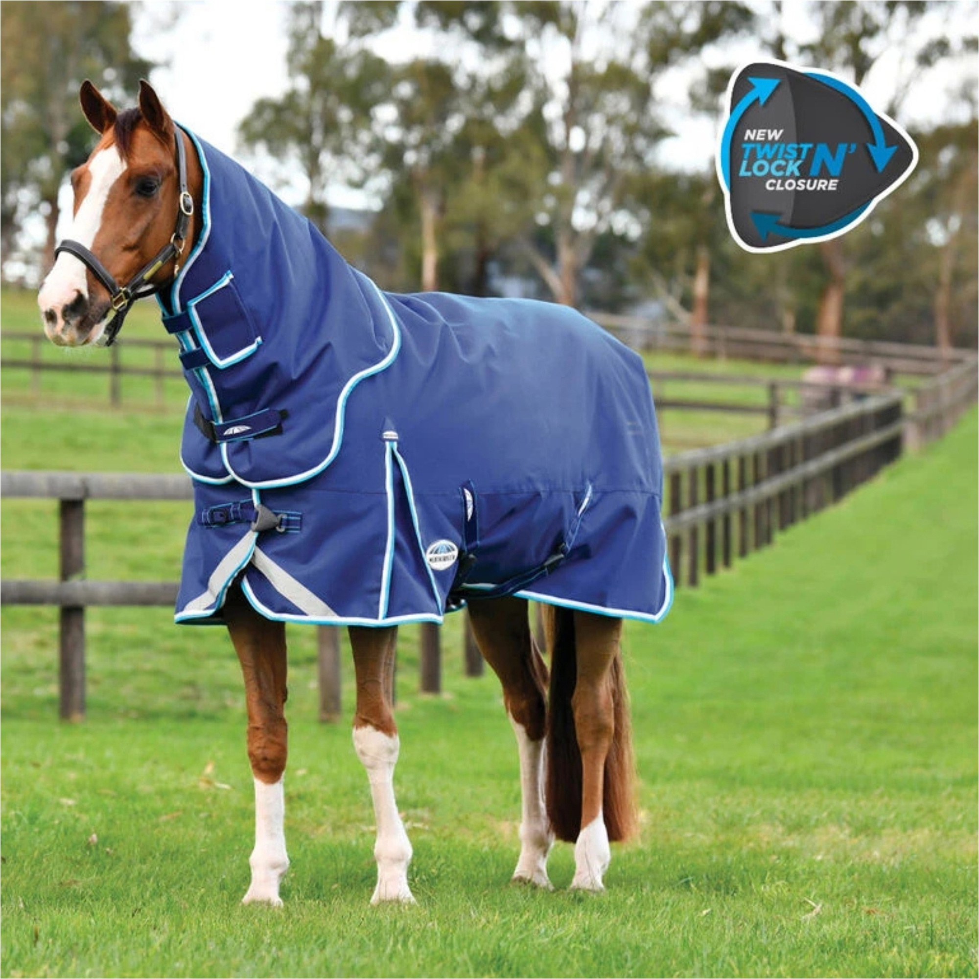 Weatherbeeta Comfitec Ultra Hardi Detach-A-Neck Medium Turnout Rug 1026464 - Blue